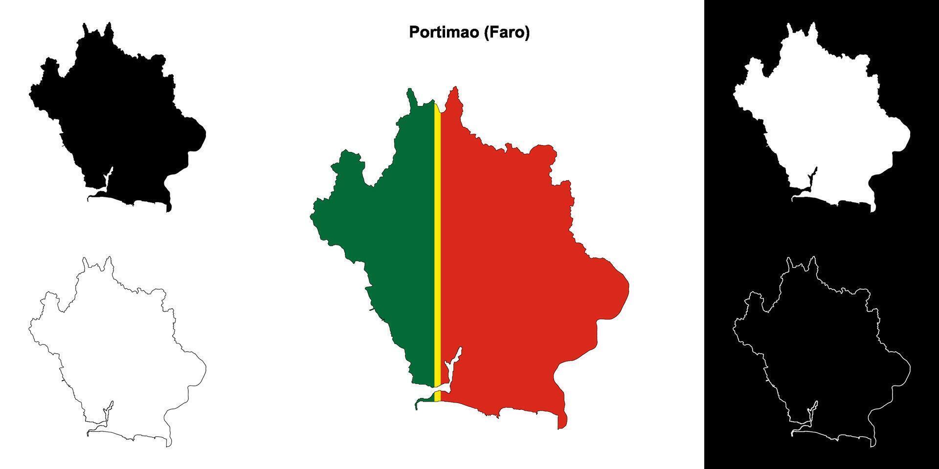 Portimao municipality outline map set vector