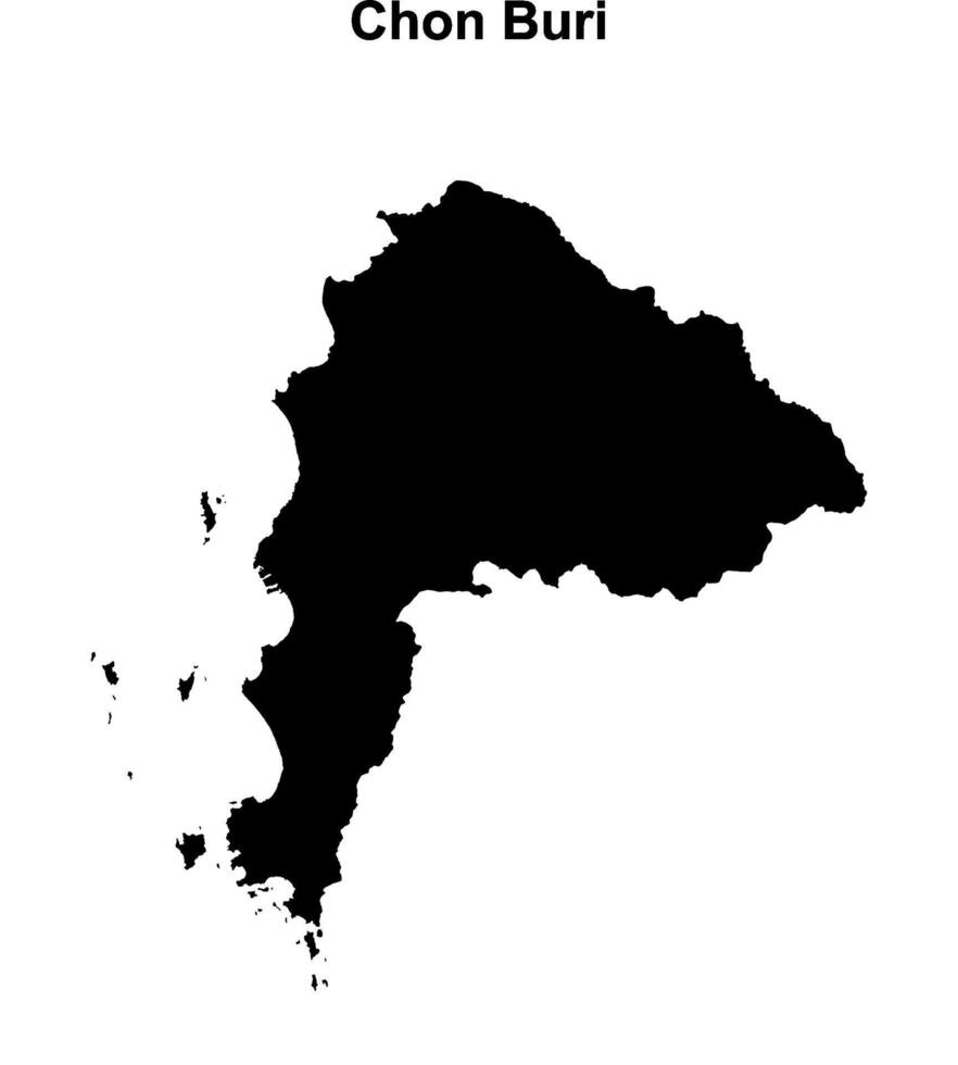 Chon Buri province blank outline map vector