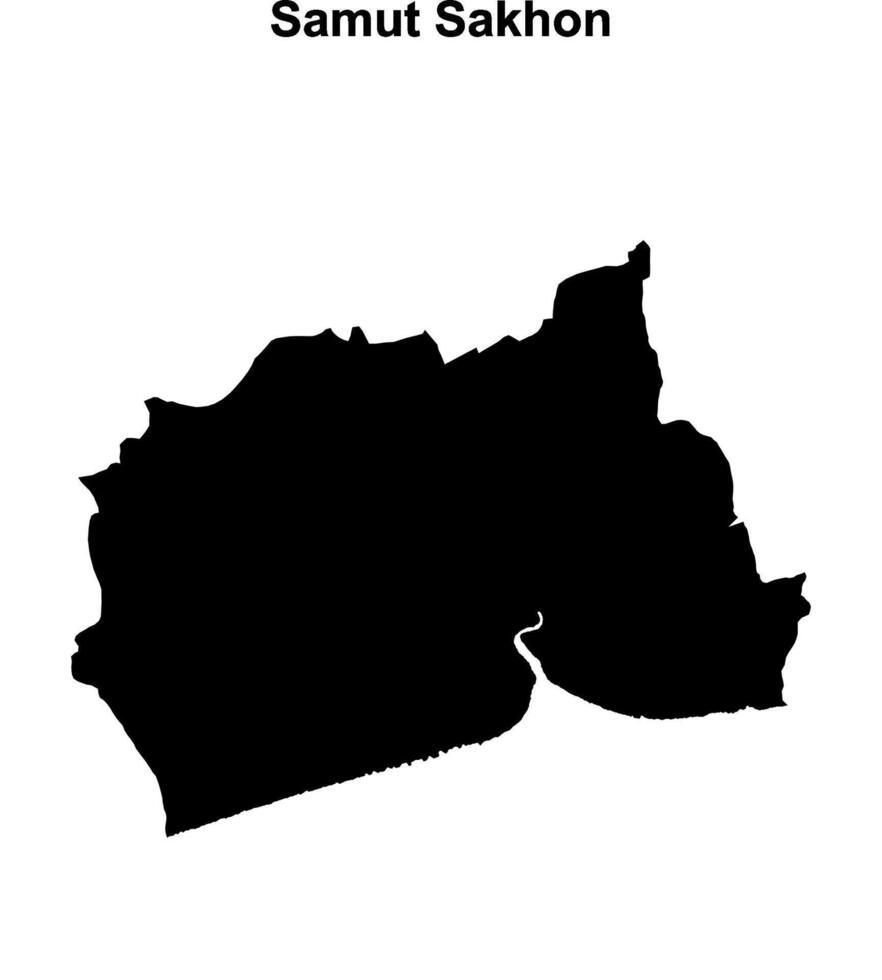 Samut Sakhon province blank outline map vector