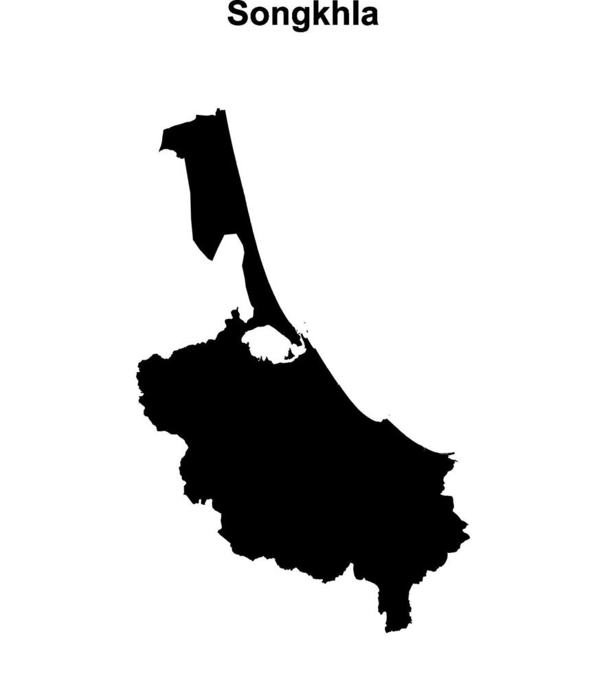 Songkhla province blank outline map vector