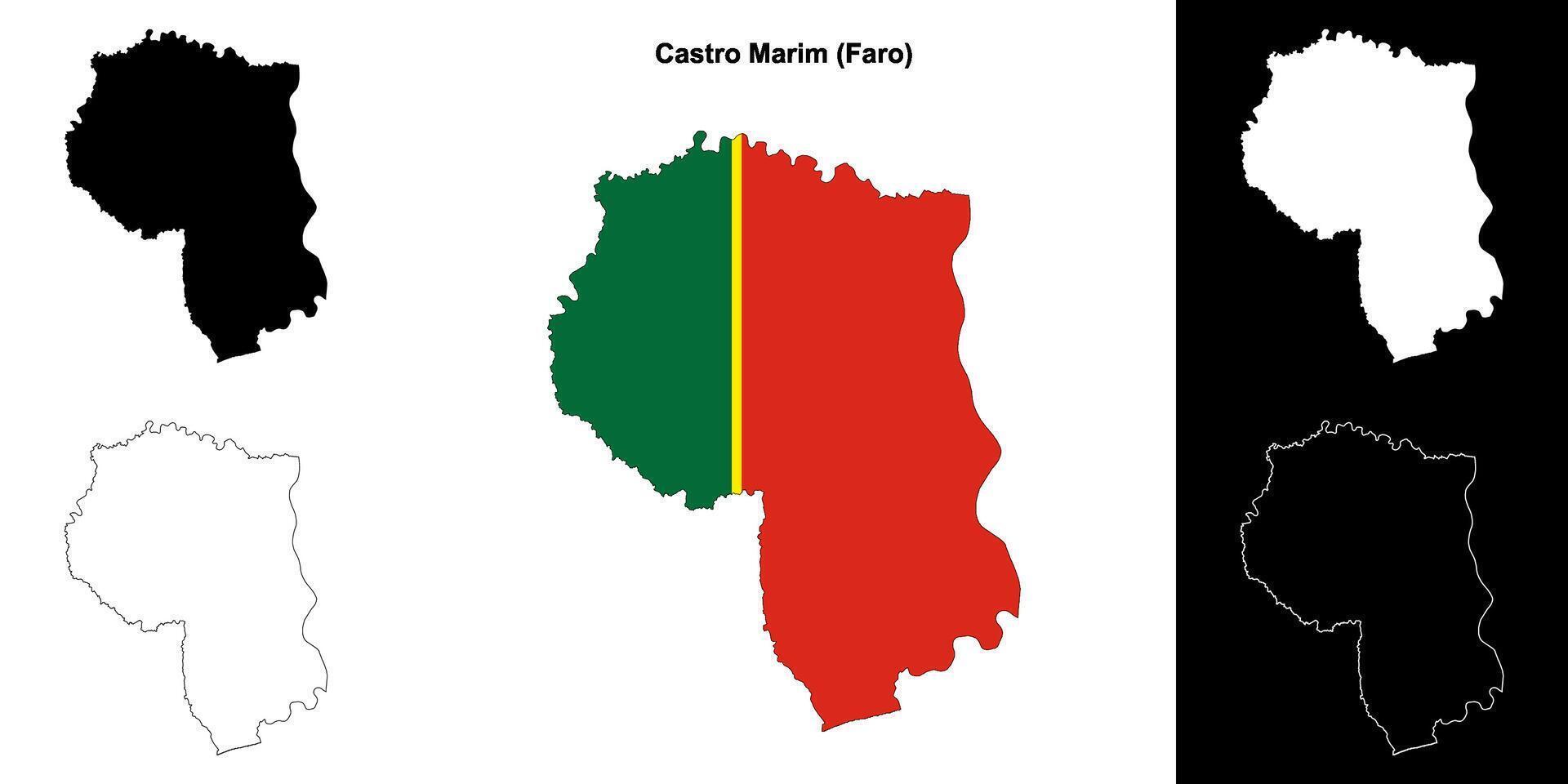 Castro Marim municipality outline map set vector