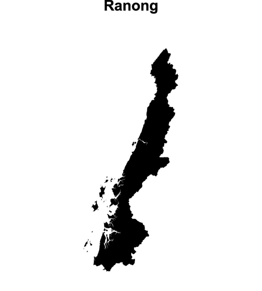 Ranong province blank outline map vector