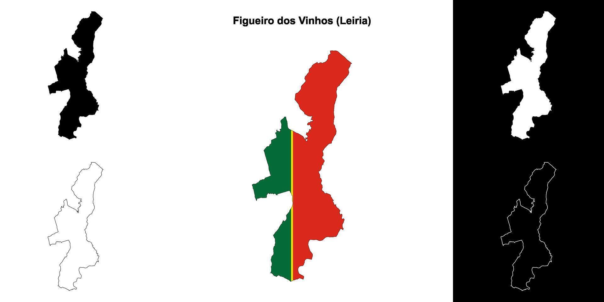 Figueiro dos Vinhos municipality outline map set vector
