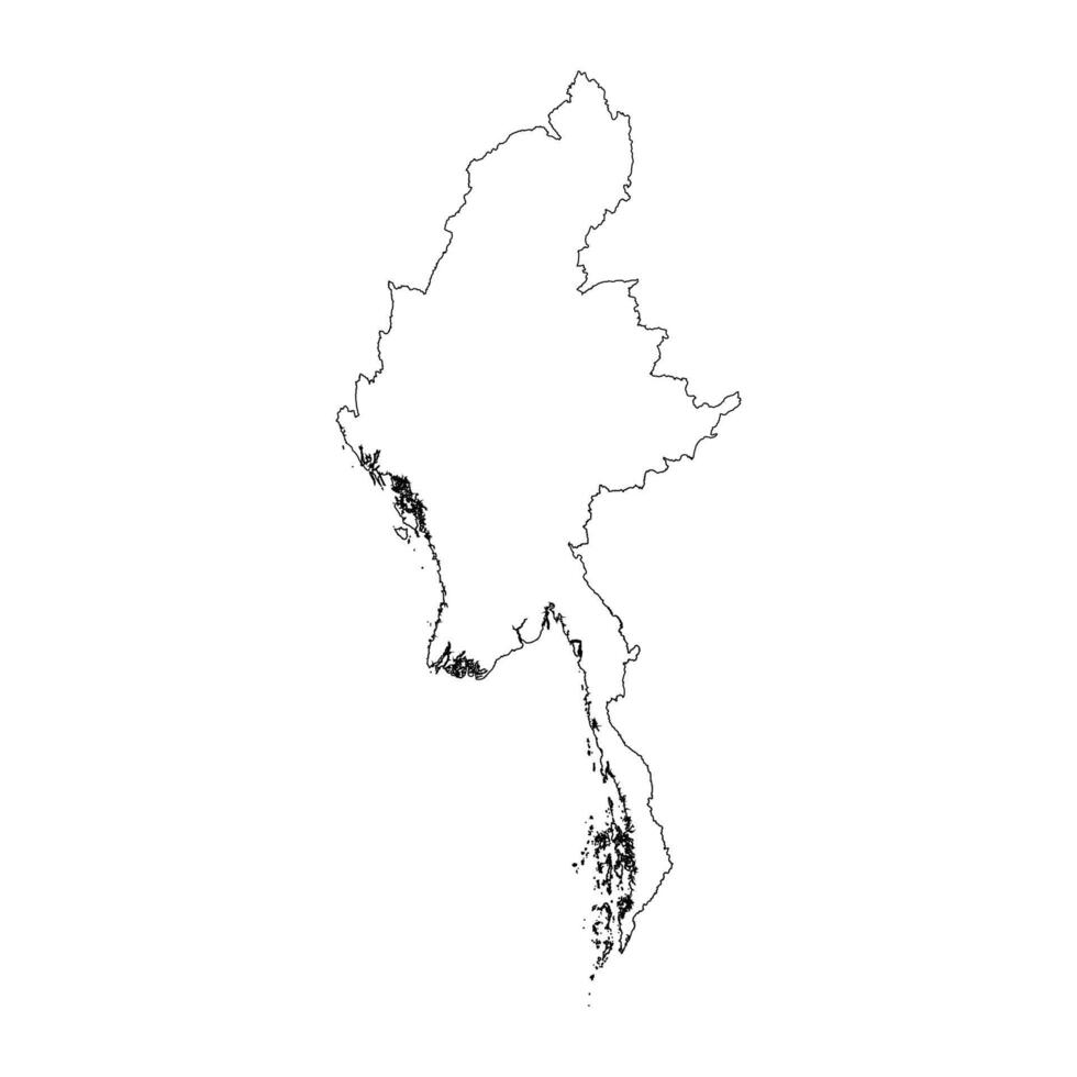 Myanmar blank outline map vector