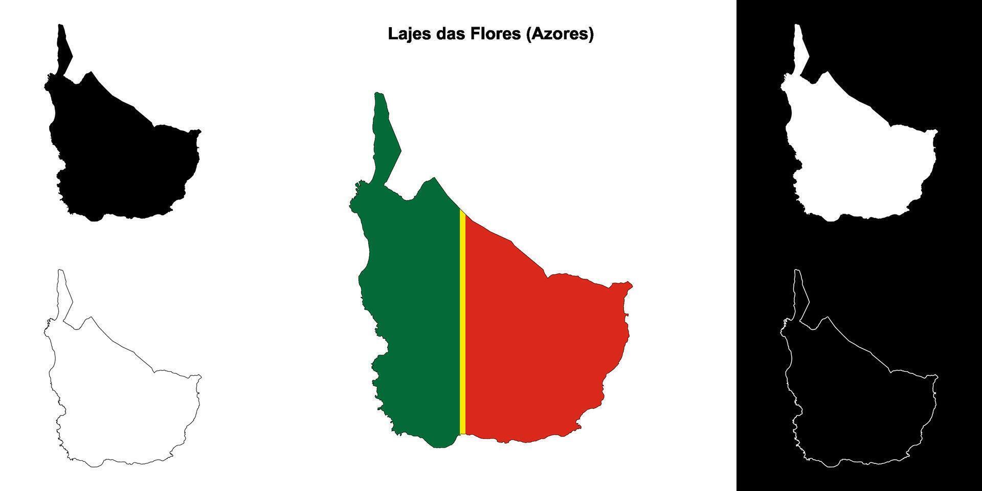Lajes das Flores municipality outline map set vector