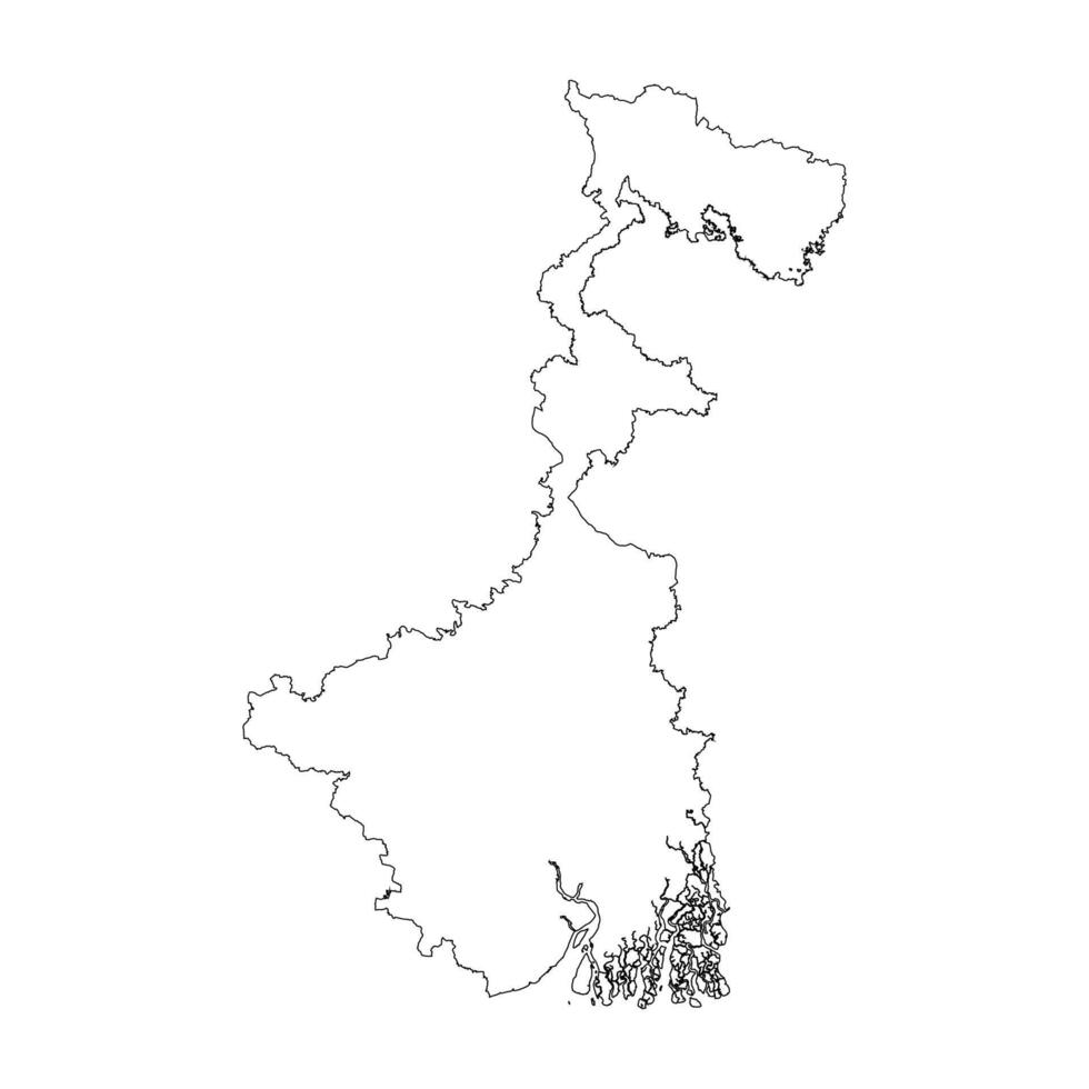 West Bengal state blank outline map vector
