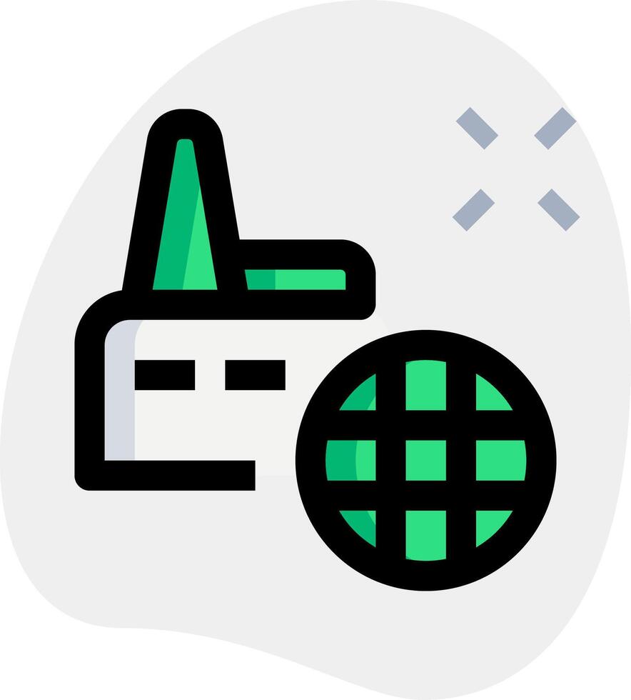 A green and white icon with a green globe vector
