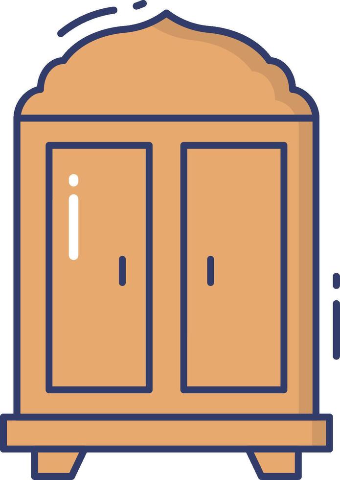 A wooden cabinet with two doors on it vector