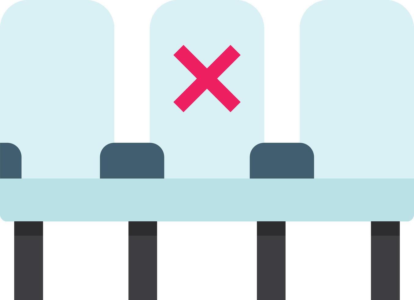 A row of seats with a red x on each one vector