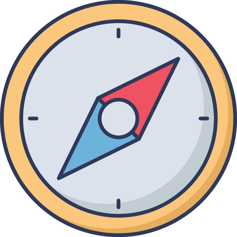 A compass icon with a red and blue arrow vector