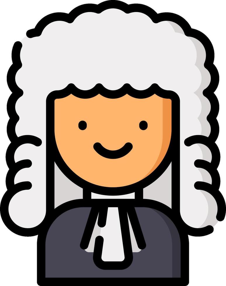 A cartoon judge avatar with a white wig vector