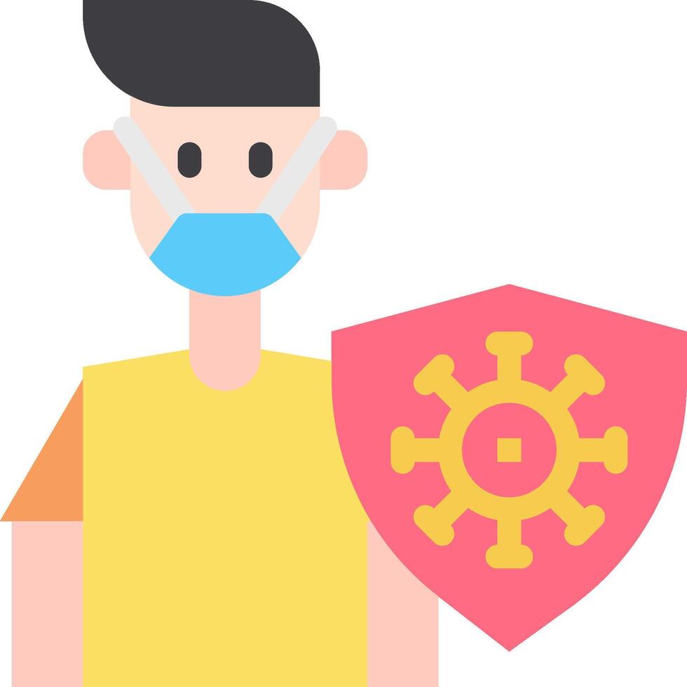 Illustration of a man wearing a mask and holding a shield vector