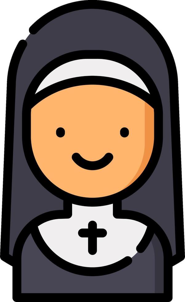 A cartoon nun with a cross on her head vector