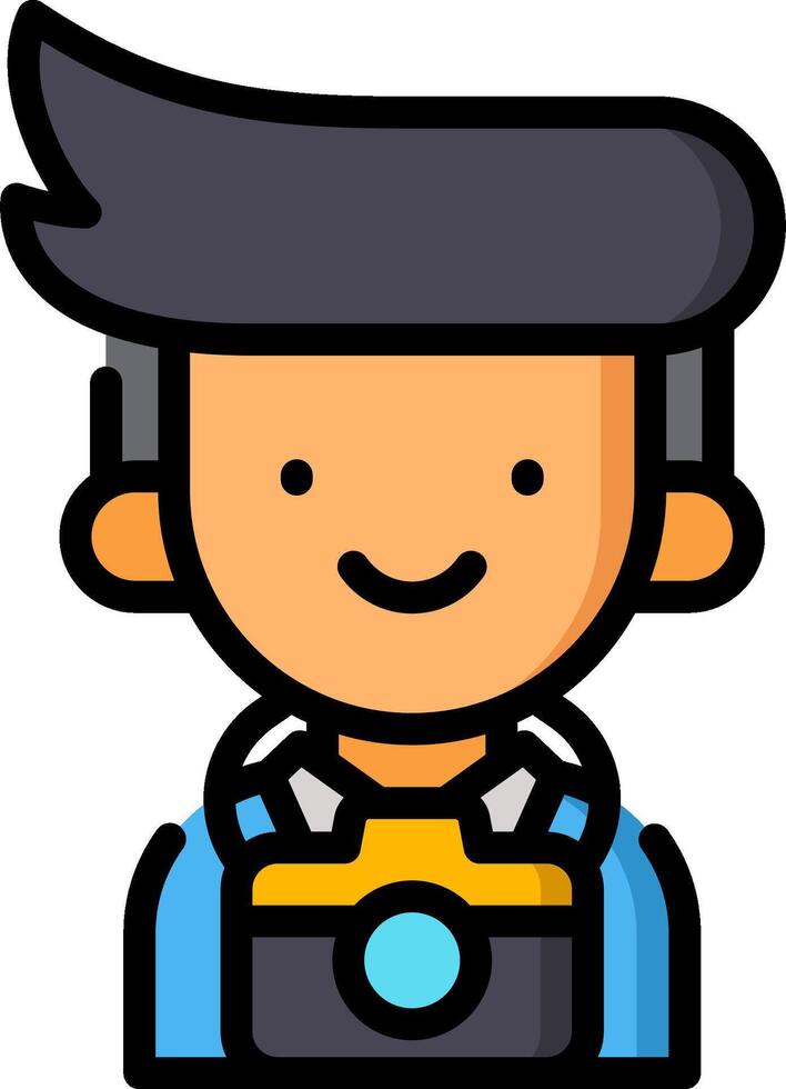 A cartoon man with a camera and a hat vector