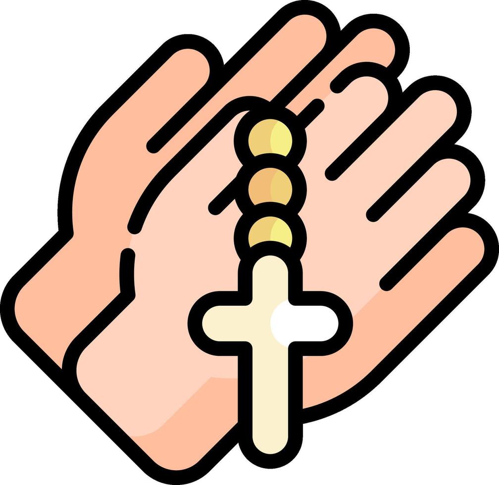 Praying hands with cross illustration vector