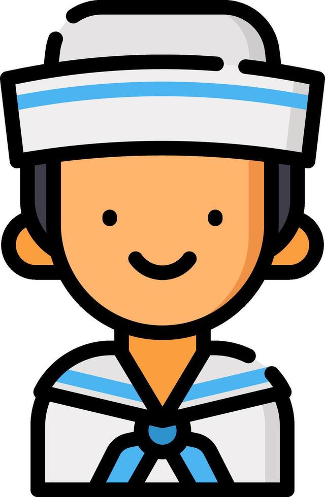 A cartoon sailor with a blue hat and blue tie vector