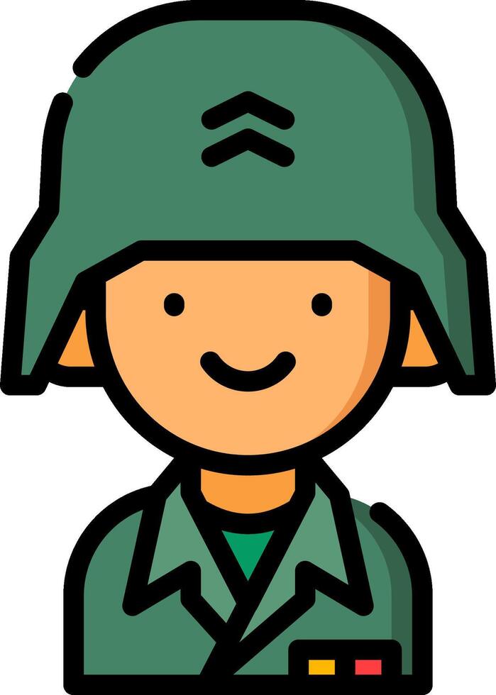 A cartoon soldier wearing a green uniform vector