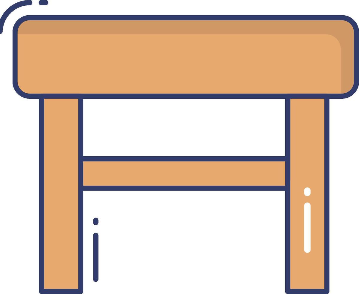 A wooden stool with a small table underneath it vector