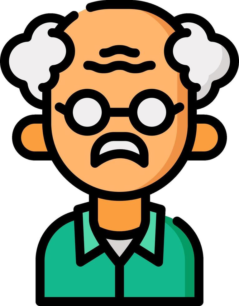An old man with glasses and a frown vector