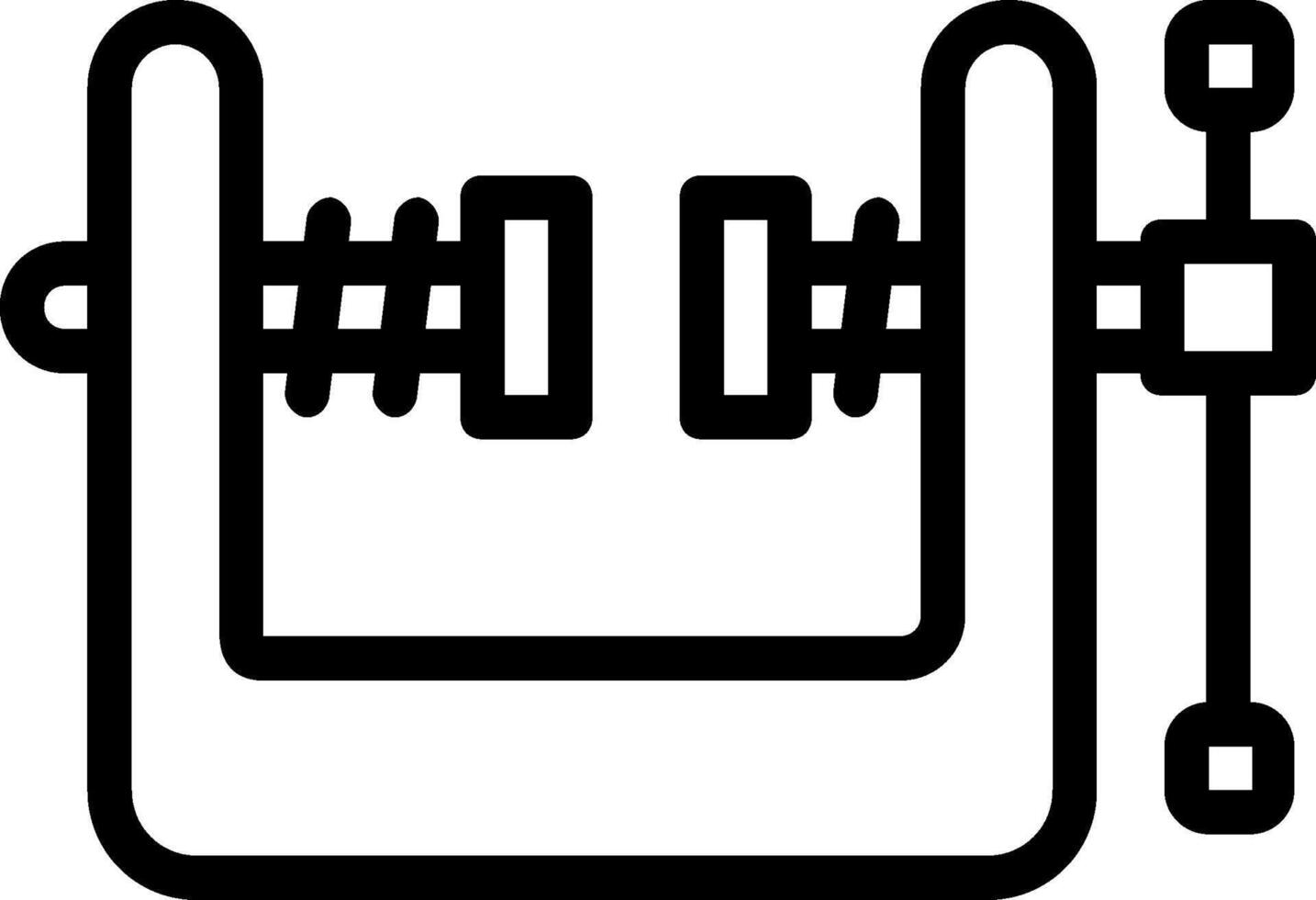 A black and white drawing of a vise vector