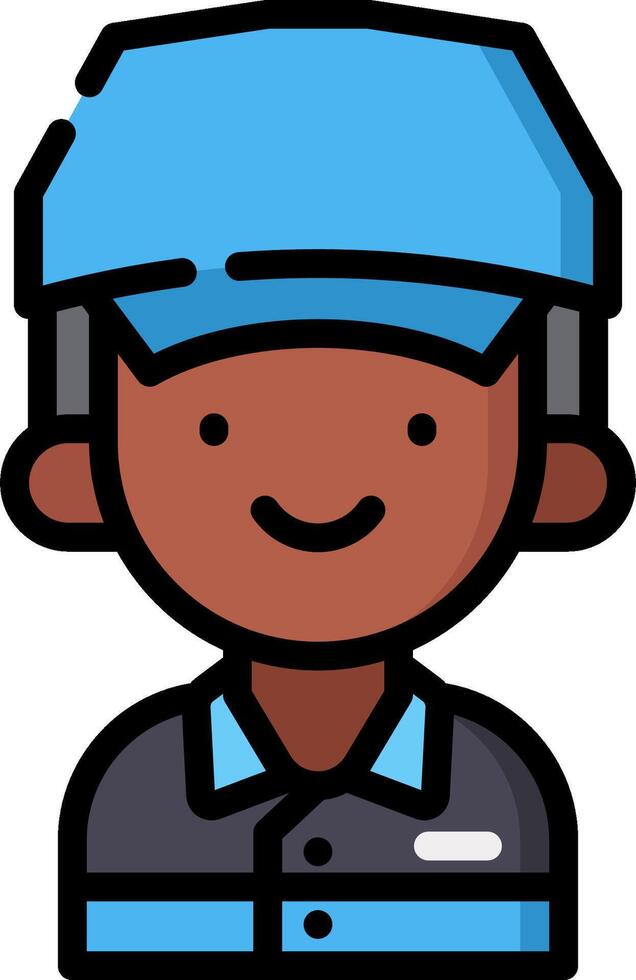 Cartoon black man in blue uniform vector
