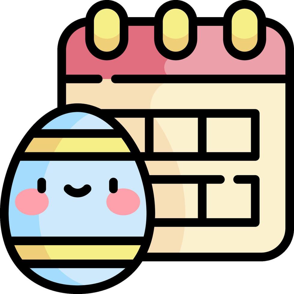 A calendar with a cute egg next to it vector