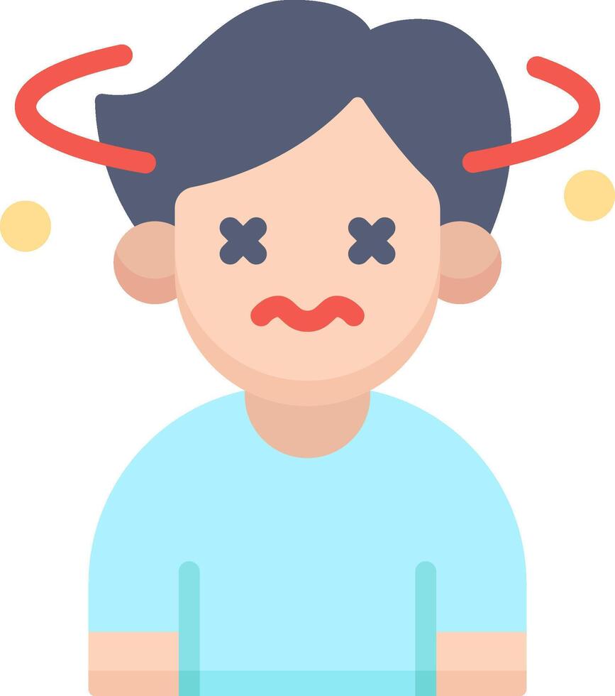 A man with a headache and a red dot on his head vector