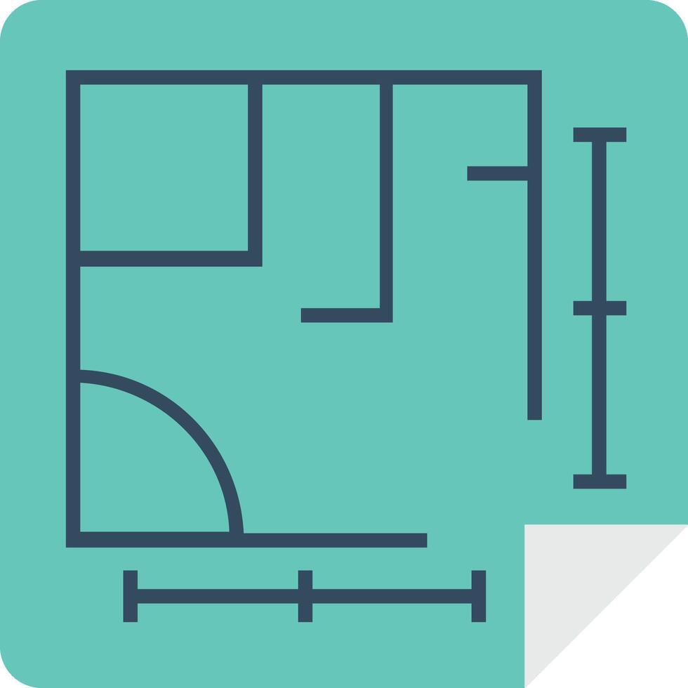 A blue square with a line drawing of a room vector