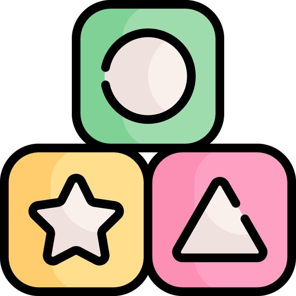 A colorful set of blocks with a star and triangle vector