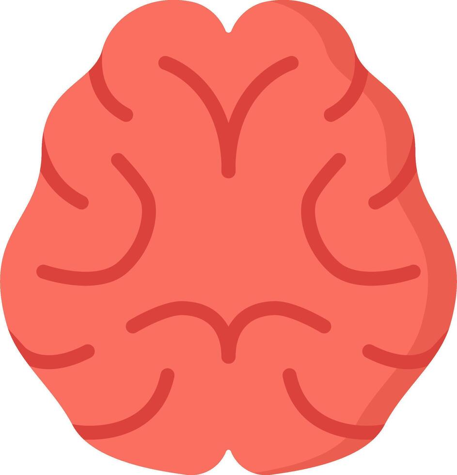 A red brain with a white background vector