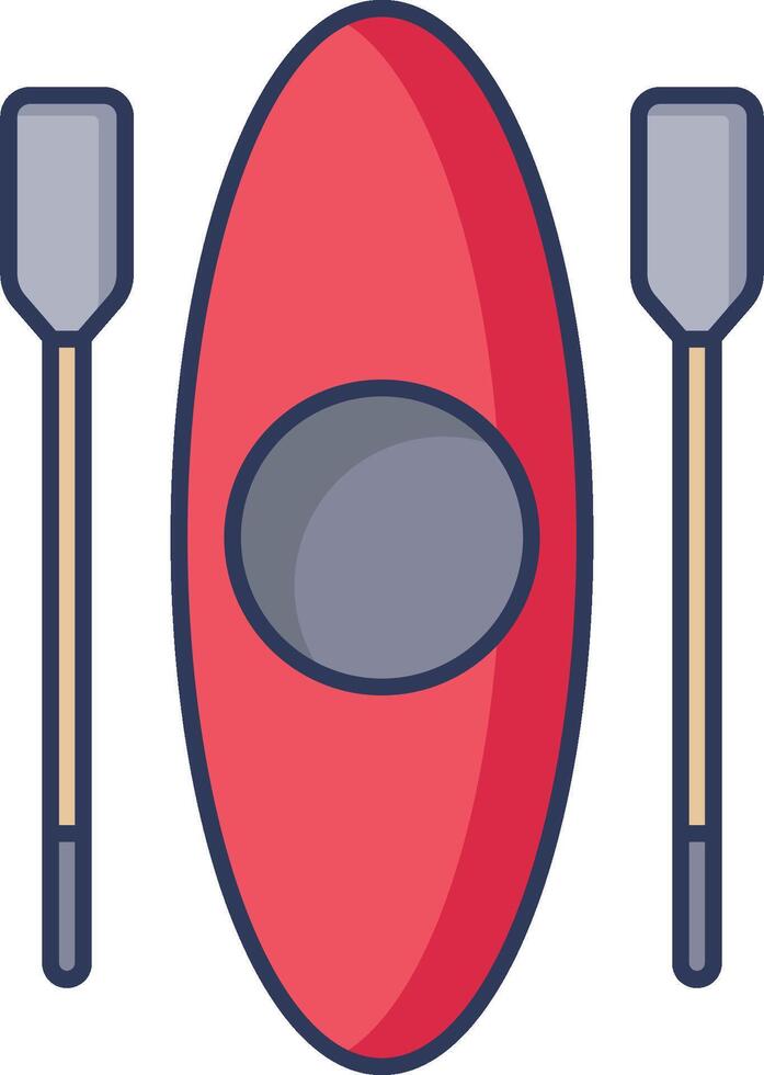 A red kayak with paddles and a paddle vector