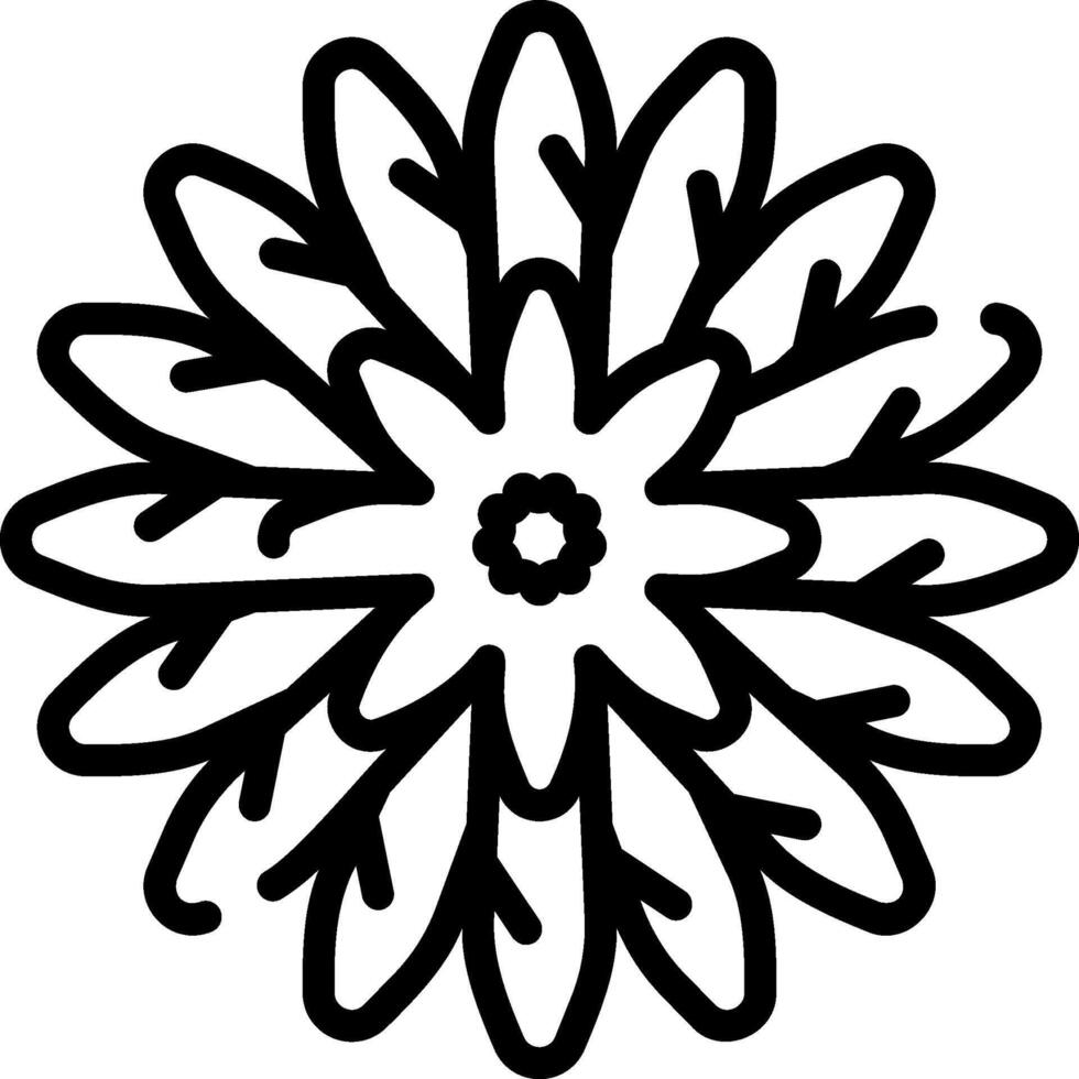 A flower with leaves and petals in a black and white drawing vector