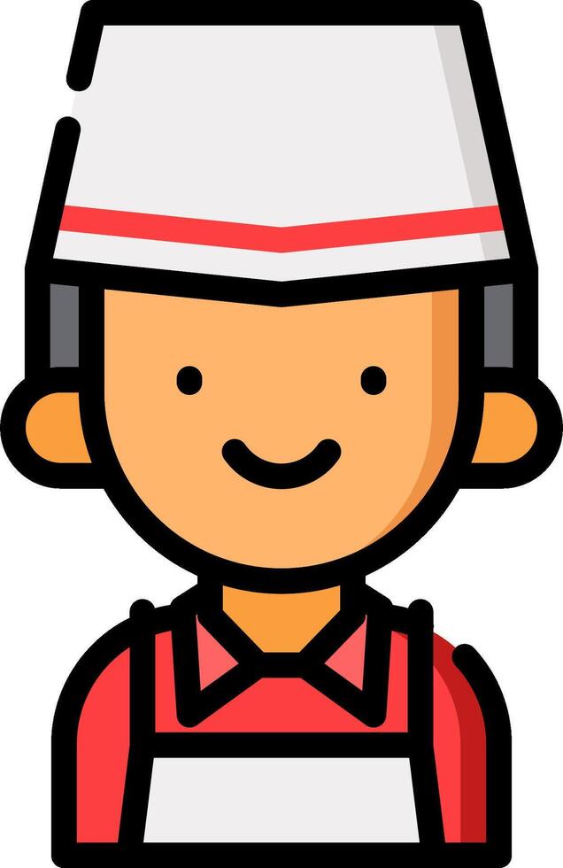 A cartoon character wearing an apron and hat vector
