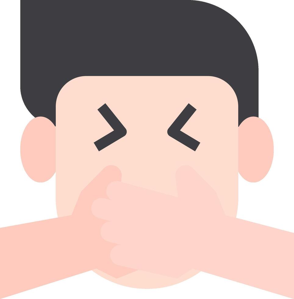 A man covering his mouth with his hands vector