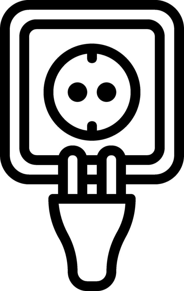 A black and white icon of a plug with a face on it vector