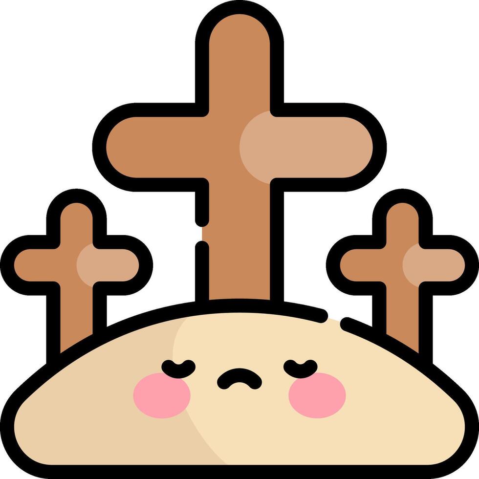 A cartoon cross with a sad face vector