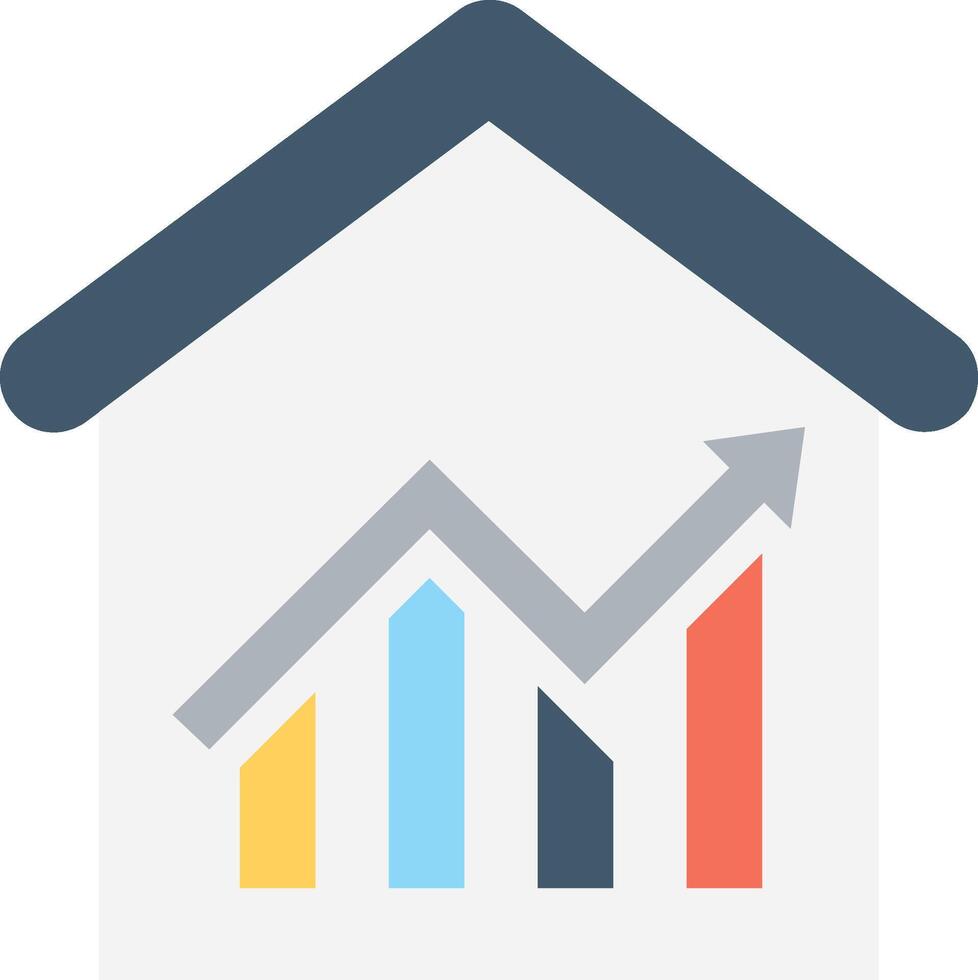 A house with a graph and an arrow going up vector