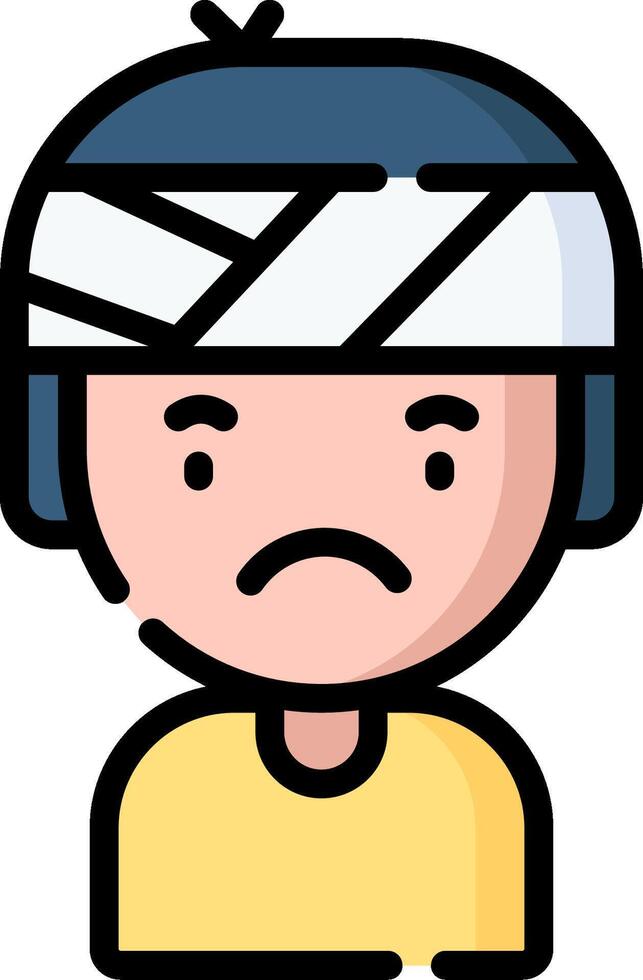 A cartoon man with a bandage on his head vector
