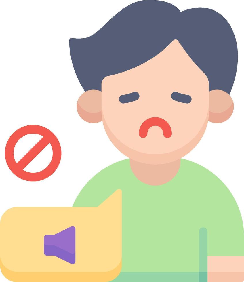 A man is holding a phone with a microphone and a no sound icon vector