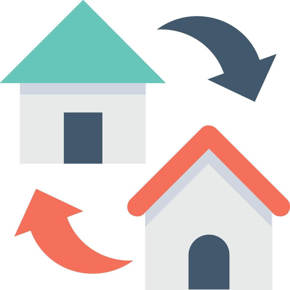 Three houses with arrows pointing to the left and right vector