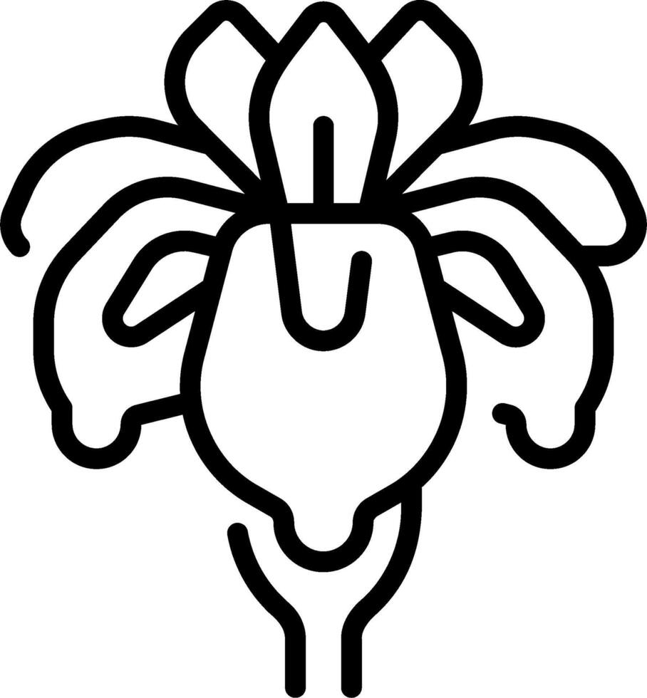 A black and white outline of a flower vector