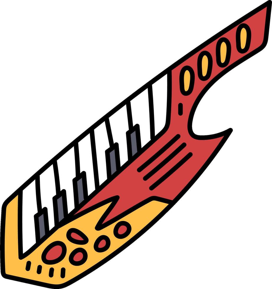 A musical instrument with a red and yellow handle vector