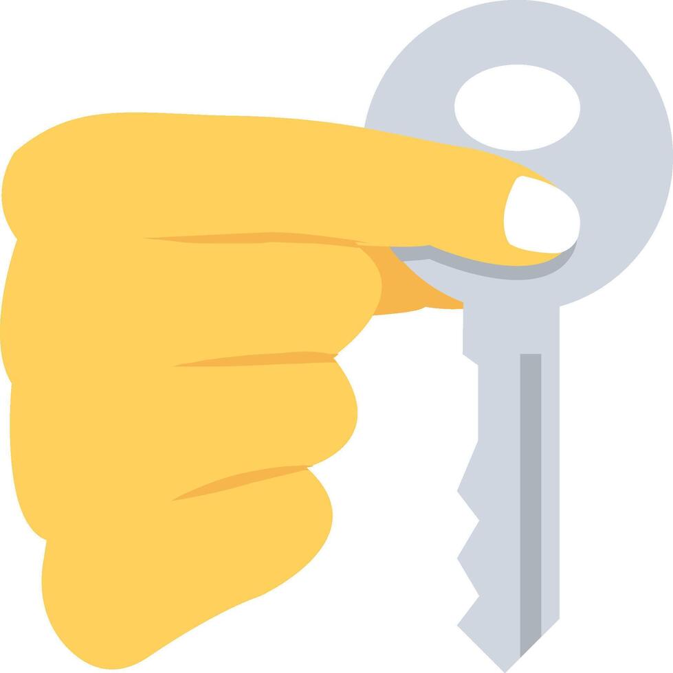 A hand holding a key in front of a white background vector
