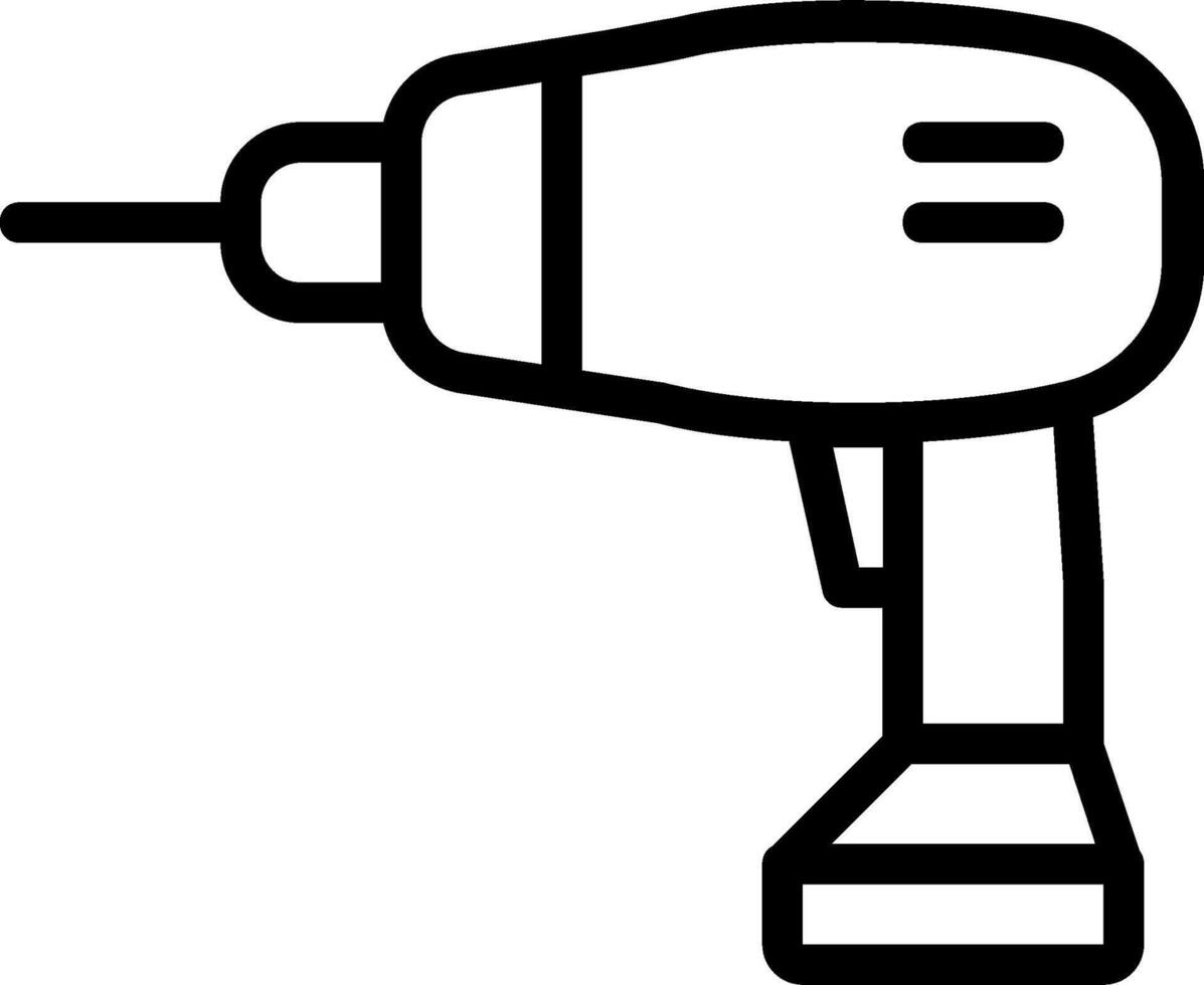 A black and white drawing of a drill vector