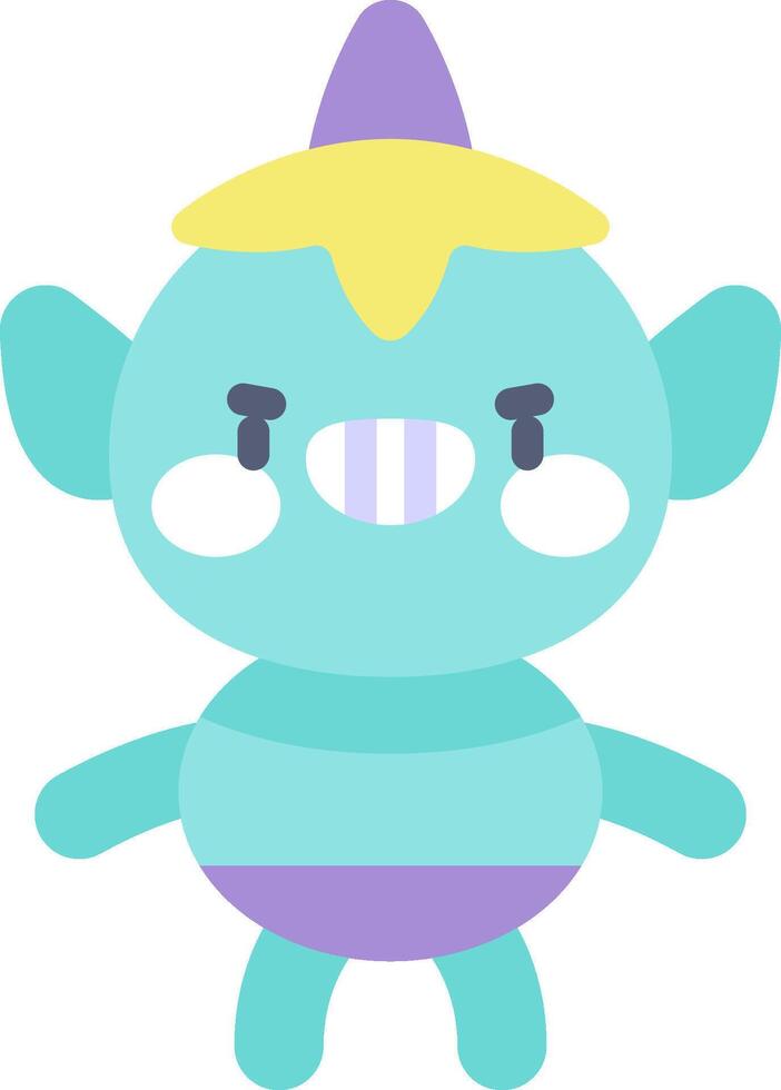 A cartoon blue and purple monster with a yellow hat vector
