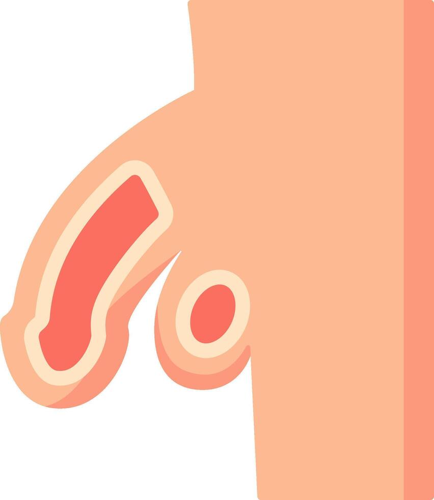 An illustration of a penis with a red and pink outline vector