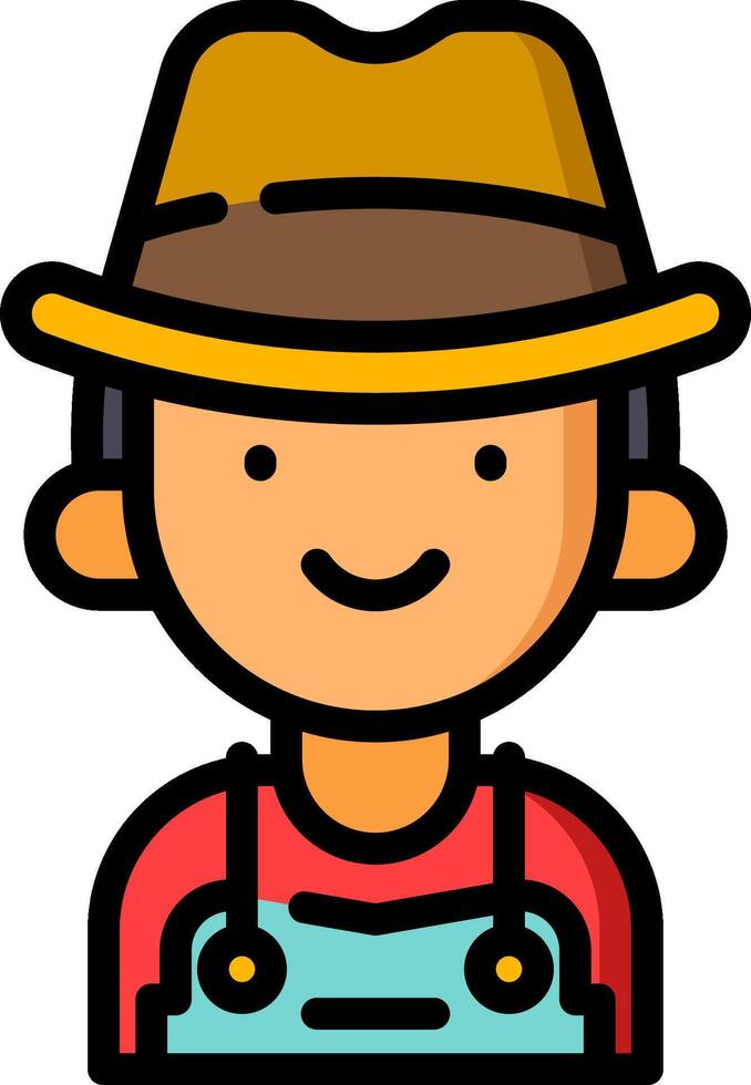 A cartoon farmer with a hat on his head vector