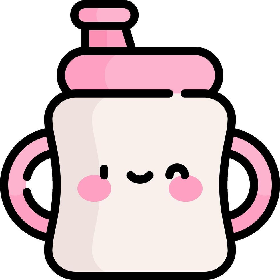 A cartoon baby bottle with a pink lid vector