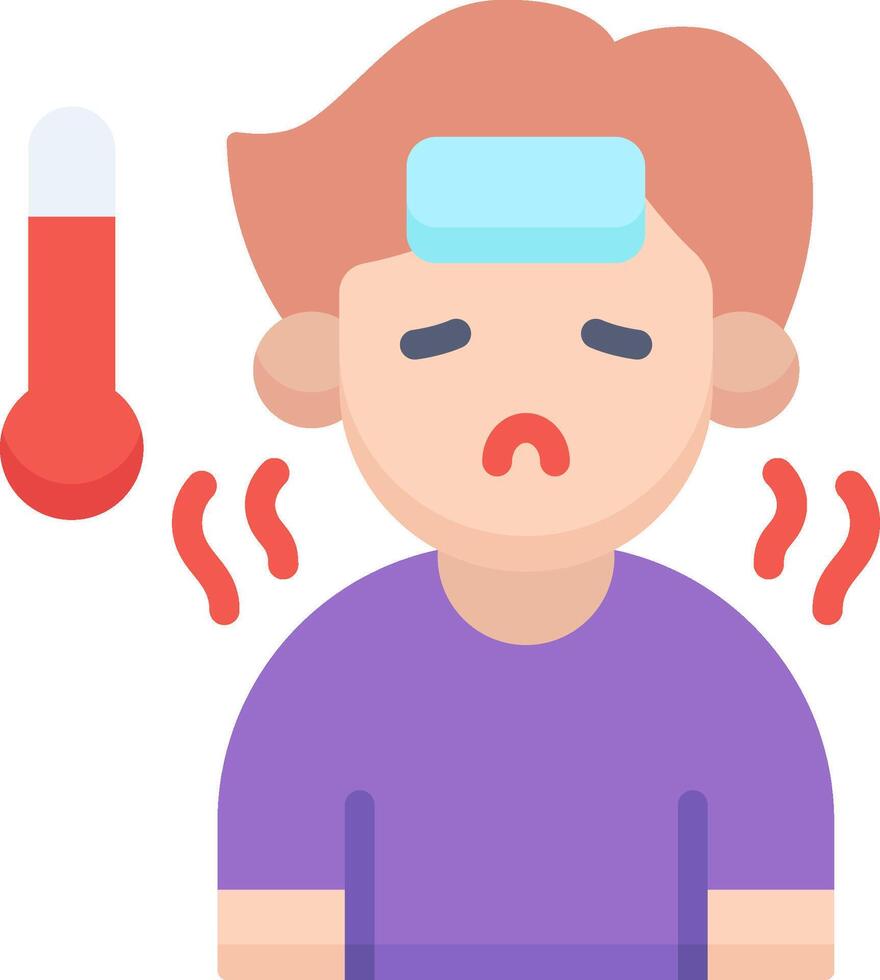 A man with a thermometer in his forehead vector