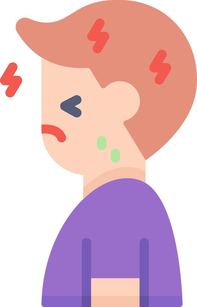 A man with a headache and a red spot on his forehead vector
